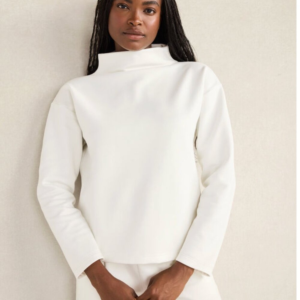 Haven Well Within Ivory Soft-Brushed Fleece Funnel Neck Pullover Women's size XL